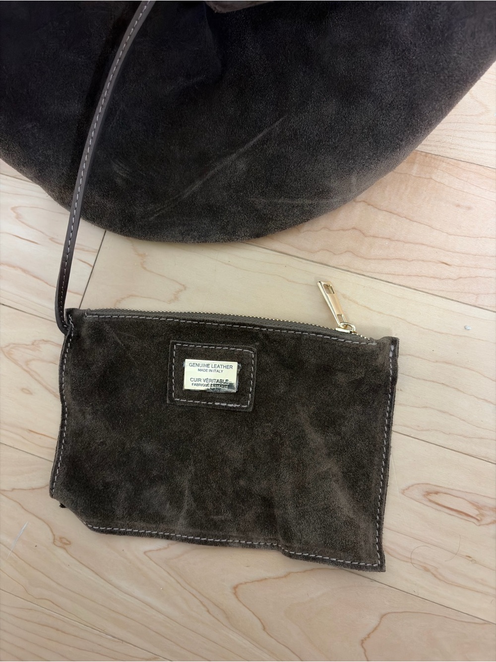 Everyday Suede Hobo Bag - Taupe Brown - Picture 4 of 5